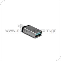 Adaptor USB OTG Host (Female) to USB C (Male) Metallic Grey (Bulk)