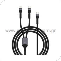 Καλώδιο Σύνδεσης USB 2.0 2in1 Braided Devia EC648 USB C σε USB C & Lightning PD 12W+60W 1.2m Extreme Μαύρο