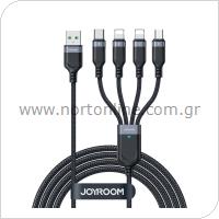 USB 2.0 Cable 4in1 Joyroom Braided S-1T4018A18 USB A to micro USB & USB C & 2 x Lightning 1.2m Black