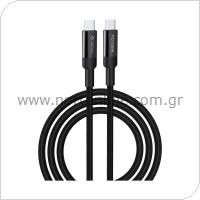 USB 2.0 Cable Devia EC309 Braided USB C to USB C PD 100W 1.5m Extreme Speed Black