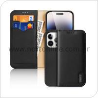 Leather Wallet Cover Dux Ducis Hivo RFID Wallet Apple iPhone 15 Pro Max Black