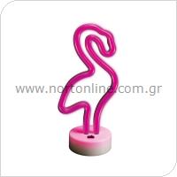 Neon LED Forever Light FSNE01 FLAMINGO (USB/Battery Operation & On/Off) with Stand Pink