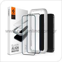 Tempered Glass Full Face Spigen Glas.tR Align Master Apple iPhone 12 mini Black (2 pcs)