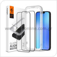 Tempered Glass Full Face Spigen Glas.tR Align Master Apple iPhone 13/ 13  Pro/ 14 Black (2 pcs)