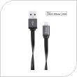 Καλώδιο Σύνδεσης USB 2.0 imee Metallic USB A σε MFI Lightning 1m Μαύρο