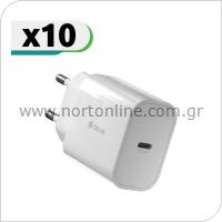 Travel Fast Charger Devia RLC-318B V2 with Single Output USB C PD 20W Smart White (10 pcs)