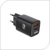 Φορτιστής Ταξιδίου Ταχείας Φόρτισης myPhone SWIFTCHARGE DUO με Διπλή Έξοδο USB A & USB C PD 20W Μαύρο