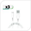 USB 2.0 Cable inos USB A to USB C 1m White (3 pcs)