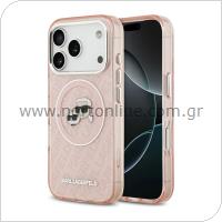 Θήκη Σιλικόνης Karl Lagerfeld Magsafe Apple iPhone 17 Pro Max Glitter Karl & Choupette Heads Ροζ