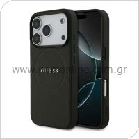 Θήκη PU Guess MagSafe Apple iPhone 17 Pro Max Grained Gold Ring Μαύρο