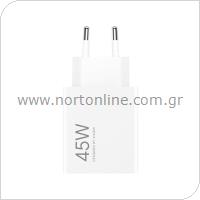 Φορτιστής Ταξιδίου Ταχείας Φόρτισης Xiaomi Turbo με Έξοδο USB A 45W Λευκό