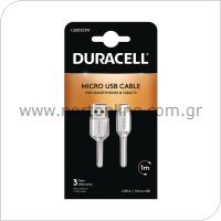 Καλώδιο Σύνδεσης USB 2.0 Duracell USB A σε Micro USB 1m Λευκό