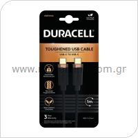 USB 3.2 Cable Duracell Braided Kevlar USB C to USB C 1m Black