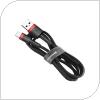 Καλώδιο Σύνδεσης USB 2.0 Baseus Cafule USB A σε Lightning 2.4A 1m Μαύρο-Κόκκινο