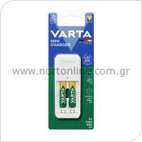 Varta Mini Battery Charger up to 2pcs AA/ AAA Batteries +2 AAA 800mAh