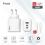 Travel Fast Charger inos with Triple Output USB A & 2xUSB C GaN PD QC 3.0 65W & USB C Cable 1m White