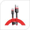 USB 2.0 Cable Baseus Cafule USB A to USB C 3A 1m Red