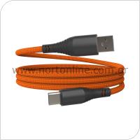 Καλώδιο Σύνδεσης USB 2.0 Hammer Magnetic Braided USB A σε USB C 65W 1m Πορτοκαλί