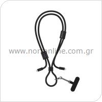 USB 2.0 Cable Woven Adjustable Lanyard Devia EC428 USB C to USB C PD 60W 1.6m Cable Pro5 Black