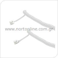 Καλώδιο Ακουστικού Τηλεφώνου Σπιράλ 3m Λευκό (Ασυσκεύαστο)