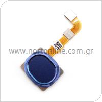 Καλώδιο Πλακέ με Εξωτερικό Κεντρικό Πλήκτρο Home  & Fingerprint Sensor Samsung A207F Galaxy A20s Μπλε (Original)
