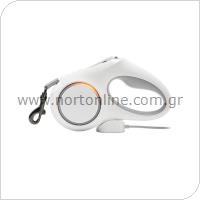 Retractable Dog Leash Petkit Go Shine Max up to 30 Kgr with LED & Flash Light 4.5m White-Grey