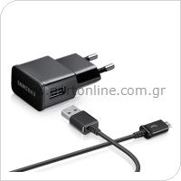 Φορτιστής Ταξιδίου Samsung ETA-U90 με Έξοδο USB 2.0A & Καλώδιο Micro USB Μαύρο (Ασυσκεύαστο)