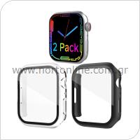 Θήκη PC με Tempered Glass Ahastyle WG65 Premium Apple Watch 7/8/9 45mm Μαύρο-Διάφανο