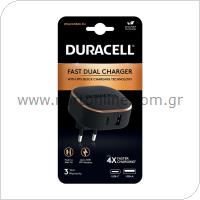 Φορτιστής Ταξιδίου Ταχείας Φόρτισης Duracell PD 30W με Έξοδο USB A & Έξοδο USB C Μαύρο