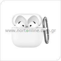 Θήκη Σιλικόνης AhaStyle WG163 Apple AirPods 4 Premium με Γάντζο Λευκό