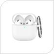 Θήκη Σιλικόνης AhaStyle WG163 Apple AirPods 4 Premium με Γάντζο Λευκό