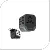 Travel Adapter Global Multi Function Devia EA206 EU, UK, US & 2xUSB A Black