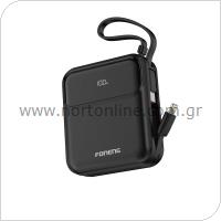 Φορτιστής Ανάγκης Foneng PX111 Mini PD 22.5W 10000mAh με 2 Ενσωματωμένα Καλώδια Μαύρο