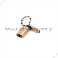 Αντάπτορας USB Host OTG (Female) Braided σε USB C (Male) Metallic Χρυσό (Ασυσκεύαστο)