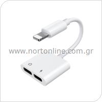 Adaptor Joyroom S-Y104 Lightning Male to 2 x Lightning Female for Charge & Hands Free White