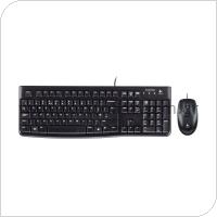Set Wired Keyboard & Mouse Logitech Desktop MK120 2in1 Black