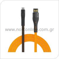 Καλώδιο USB 2.0 Hammer Braided USB σε USB C 1.2m Πορτοκαλί