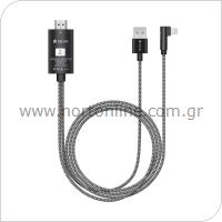 USB 2.0 Cable Devia EC083 Braided HDMI to USB A & Lighning 2m Storm Black