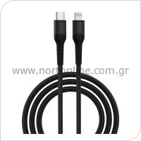 USB 2.0 Cable Woven Devia EC409 Braided USB C to Lightning PD 20W 1.5m Gracious Black