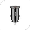 Car Charger Baseus Circular with Dual Output USB A & USB C PD 3.0 + QC 4.0 30W Black