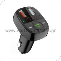 Car Fast Charger + Bluetooth MP3 + FM Devia EA133 with Dual Output USB A QC 3.0 Smart Black