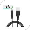USB 2.0 Cable inos USB A to USB C 1m Black (3 pcs)