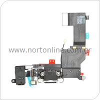 Flex Cable Apple iPhone 5S with Plugin Connector, Hands Free Connector & Microphone Black (OEM)