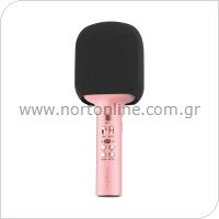 Ασύρματο Μικρόφωνο Bluetooth Maxlife MXBM-600 με Ηχείο (Karaoke) Ροζ