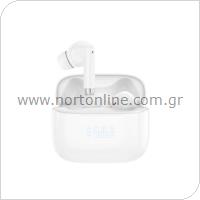 True Wireless Bluetooth Earphones Foneng BL159 with Digital Display White