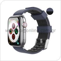 Λουράκι Σιλικόνης Ahastyle WA11 Duotone Premium Silicone Apple Watch (42/ 44/ 45mm) Σκούρο Μπλε-Μαύρο