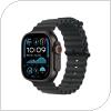 Apple Watch Ultra 2 49mm Titanium Μαύρο με Band Μπλε-Μαύρο