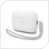 Θήκη Σιλικόνης Spigen Fit Strap Apple AirPods Pro 1/ 2 με Λουράκι Λευκό-Γκρι