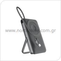 Φορτιστής Ανάγκης Devia EP203 Magnetic 4 σε 1 22.5W 10000mAh με Βραχίονα Στήριξης & Ενσωματωμένο Καλώδιο Extreme Speed Γκρι