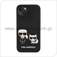 Θήκη Σιλικόνης Karl Lagerfeld MagSafe Apple iPhone 14 Plus Iconic Karl & Choupette Μαύρο
